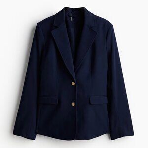 NWT H&M Navy Single-Breasted Twill Blazer with Gold Buttons